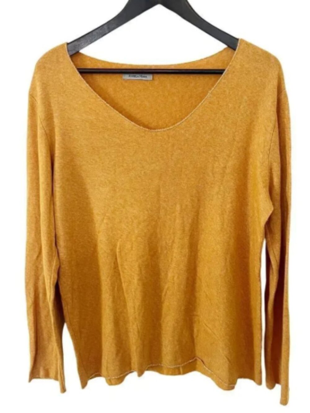 Angela Mara Italy Merino Wool Blend Metallic VNeck L